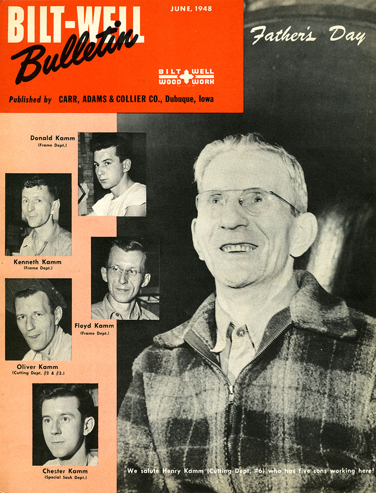 Donald Kamm with his brother and father, from the Bilt-Well Bulletin, June, 1948